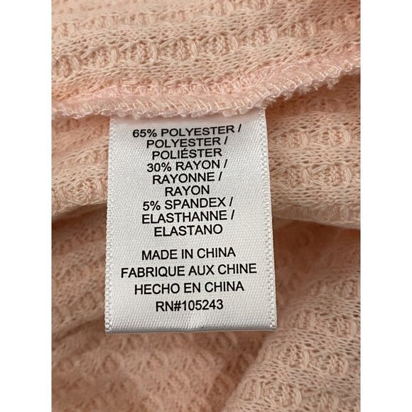 Bobeau Woman’s Blush Waffle Knit Thermal Pullover Cowl Neck Dolman Sleeve SZ L - Picture 6 of 7
